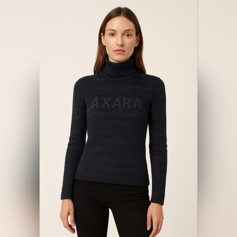 Vintage 90s Y2K AXARA Paris Made in France Sparkly Knit Turtleneck Sweater Top S